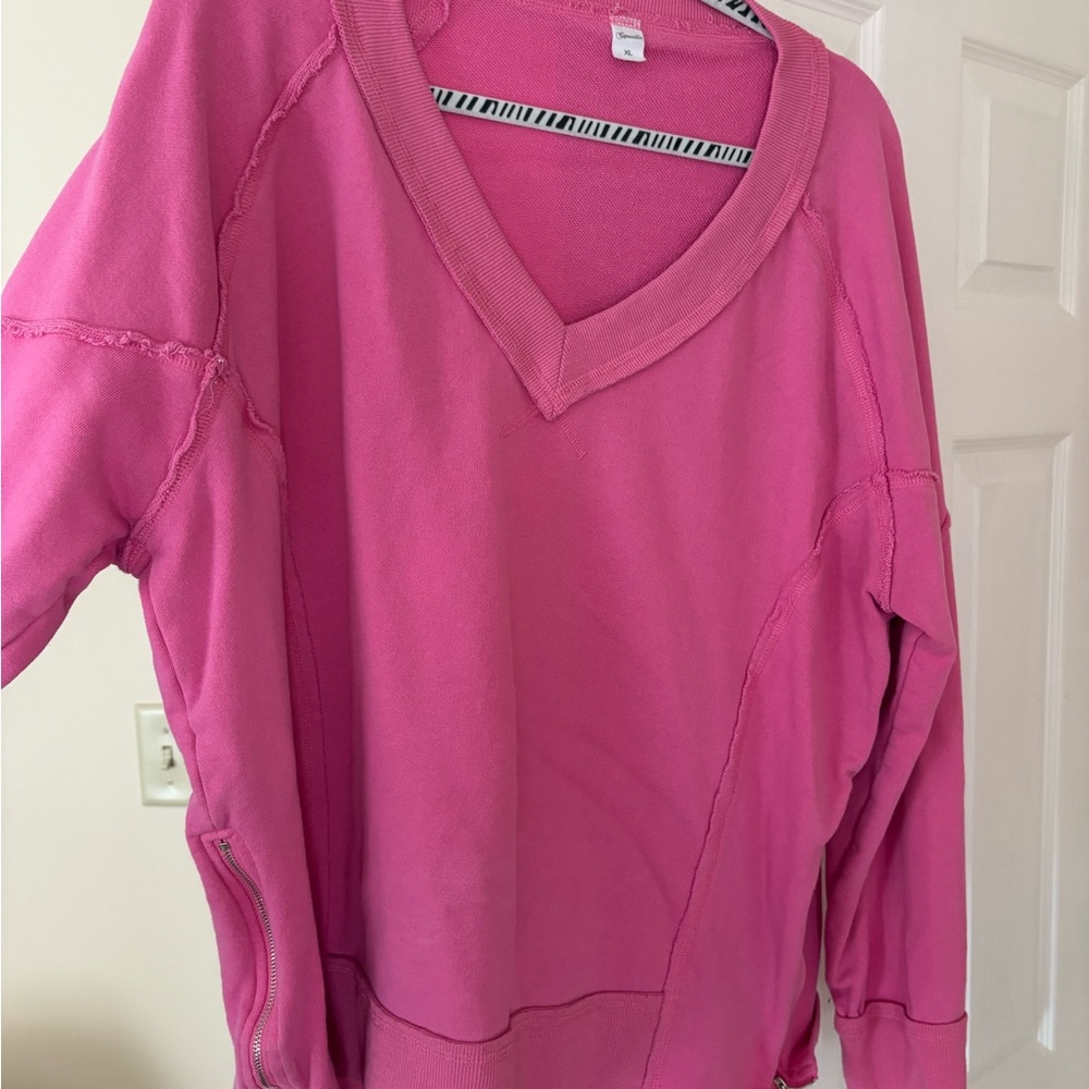 Vibrant Pink V-Neck Sweatshirt